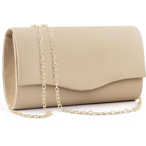 Formal Bags Suede Shoulder Envelope Handbags Khaki2 - Picture 1 of 7